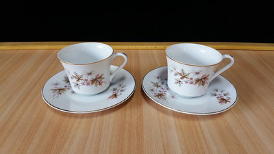 早期大同高級金邊咖啡花茶對杯組，可收藏擺飾，可使用