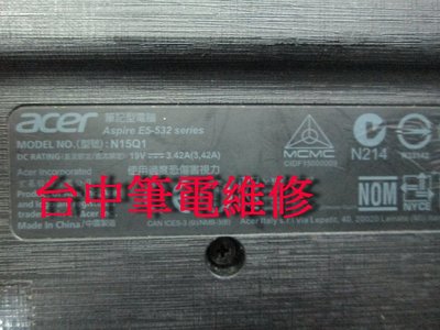 台中筆電維修:宏碁ACER Aspire E5-532G(N15Q1)筆電不開機, 潑到液體,會自動斷電故障,主機板維修