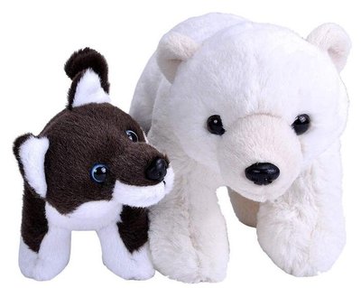 16510c 日本進口 2隻 好品質 限量品 可愛 柔順的 白色北極熊 小狼 動物抱枕玩偶絨毛絨娃娃布偶擺件送禮