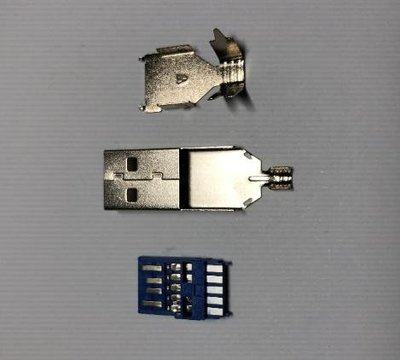 ►1488◄USB3.0 連接器 3.0 AM 公頭 焊線三件式 藍膠芯