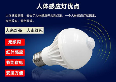 新品LED聲控燈泡110V/220V寬電壓樓道5W9W大螺口紅外人體感應燈泡