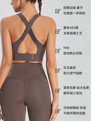YKK品牌大碼運動內衣女高度防震瑜伽服跑步文胸美背款無痕健身bra