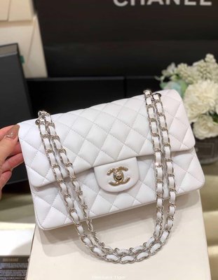 二手Chanel CF23 Classic flap bag A01113白色羊皮