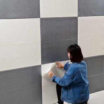 熱銷 現貨 硅藻泥3d立體墻貼臥客廳水泥墻面裝飾翻新壁紙防水防潮自粘墻紙