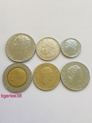 [老排的收藏]~~歐洲錢幣~義大利舊版硬幣,共6枚一標.(3)