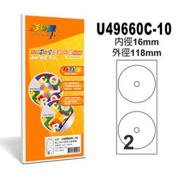 ( 3包組合價 ) 彩之舞 CD自粘標籤貼紙 U49660C-10 透明無色 1X2CD (內徑16mm) 10張