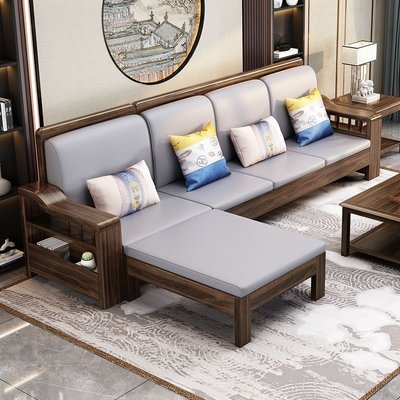 新中式紫金檀木全實木沙發客廳家具組合現代簡約轉角大小戶型沙發~特價