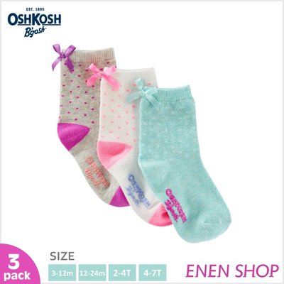 『Enen Shop』@OshKosh Bgosh 點點蝴蝶結款針織襪三件組 #10702｜12M-24M-4T-7T