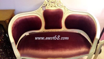 法式古典貴妃椅，歐式雙人沙發紫色情人椅