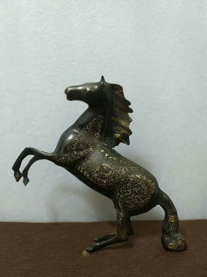 南亞巴基斯坦銅器藝術手工雕刻花紋奔馬馬到成功銅雕雕塑 高 227357