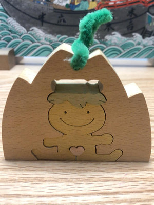 日本回流 木頭拼圖積木玩具 置物擺件 尺寸約9.8✖️7.6