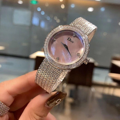 直購#實拍迪奧Dior女士腕錶 手錶防水時尚款潮流玫瑰金超薄鑲鑽手錶 防水防刮女錶