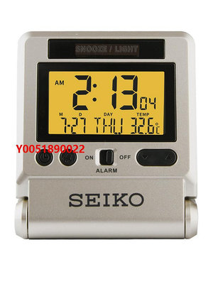 鬧鐘SEIKO日本精工 小巧靜音萬年歷亮屏鬧鐘電子鬧表溫度日歷功能