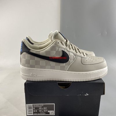 NIKE Air Force 1'07 Low 灰卡其 黑勾 方格 時尚 防滑滑板鞋 DC8877-200 男女鞋