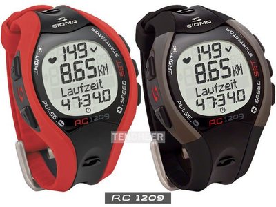 ＜TENCHEER現貨＞ 德國 Sigma Sport RC 1209 跑步專用心跳錶 (紅,黑二色可選)(全新盒裝) 心率錶 RC1209