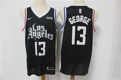 保羅·喬治(Paul George) NBA洛杉磯快艇隊 熱轉印款式 城市版 球衣 黑色 13號