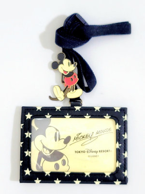 東京迪士尼 - 米奇 Mickey 黑色星星識別證套 009078【Rainbow Dog雜貨舖】