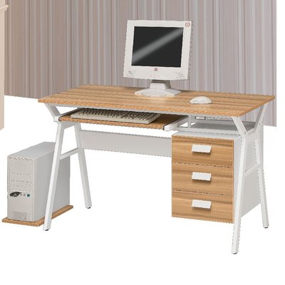 【在地人傢俱】22 便宜購-183型蘋果木紋白色雙色4尺鍵盤電腦桌/書桌 SH139-1