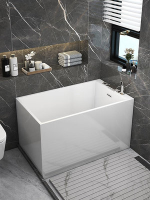 現貨 浴缸小戶型家用成人獨立式淋浴一體網紅方形坐式深泡日式小型浴缸