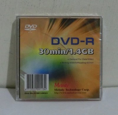 Melody DVD-R 1.4GB 30min DVD空白光碟片(10入)