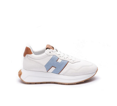 【折扣預購】24春夏正品Hogan H641 Sneakers淺藍色H logo 橡膠底 棕色尾白色 休閒鞋 運動鞋