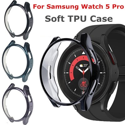 適用於三星Galaxy Watch 5 Pro 45MM半包TPU鏤空軟保護套錶殼 9H透明玻璃屏幕保護貼膜