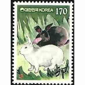 【萬龍】韓國1999年生肖兔郵票1全