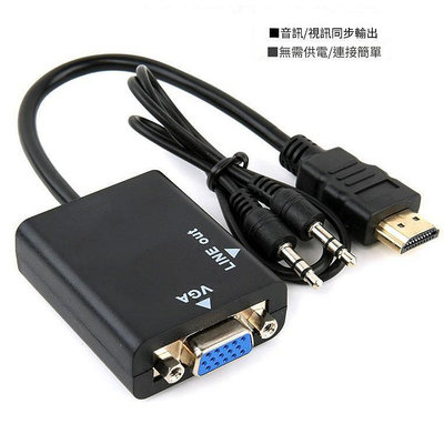 HDMI公 轉 VGA母 凸頭 轉接線 轉換線 帶音頻 HDMI TO VGA 0.15M 15cm