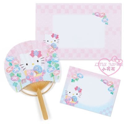 ♥小花花日本精品♥Hello Kitty 三麗鷗 扇子卡片~3