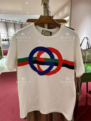 【BLACK A】Gucci 23男裝新款 GG撞色拼色印花短袖T恤 白色/黑色/藍色 價格私訊