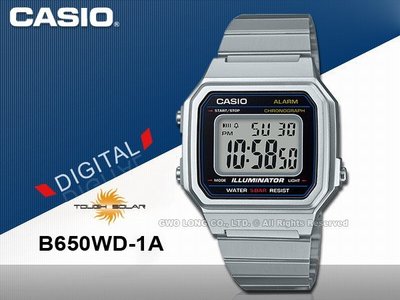 CASIO卡西歐 手錶專賣店 國隆 B650WD-1A 電子男錶 不鏽鋼錶帶 銀x黑 防水 全自動日曆 新品 保固一年