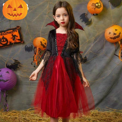 【小點點】cosplay服裝 兒童服裝 吸血鬼服裝 女童公主裙 禮服 恐怖吸血鬼披風表演服 角色扮演服裝