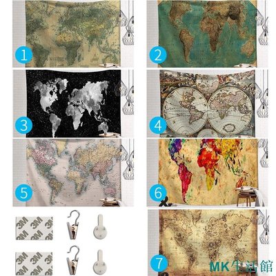 MK精品10元換購星星燈 ins北歐掛布 世界地圖系列 7種圖案任選裝飾布 海灘童話森林 掛毯墻壁毯掛布背景 含安裝包