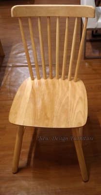 【N D Furniture】台南在地家具-鄉村風後直條造型橡膠木實木原木色小溫莎椅DN