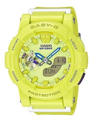 CASIO 卡西歐 Baby-G 芥末黃風 雙顯休閒運動錶 /BGA-185-9ADR