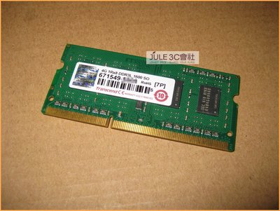 JULE 3C會社-正 創見 DDR3L 1600 4G TS512MSK64W6H/低電壓/1.35V/筆記型 記憶體