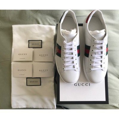 【二手正品】 GUCCI Embroidered Sneaker 蜜蜂鞋 小白鞋 男女白色 429446 實拍 全新