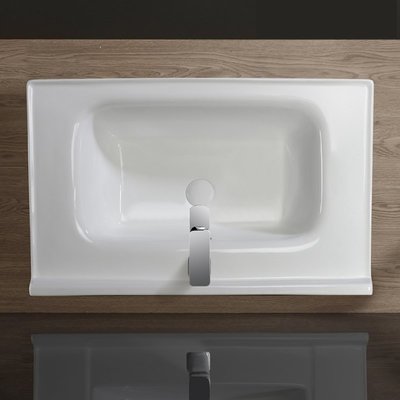 FKLA衛生間洗手盆一體成型陶瓷盆洗臉盆家用寬度50CM半嵌入洗手池單盆-促銷
