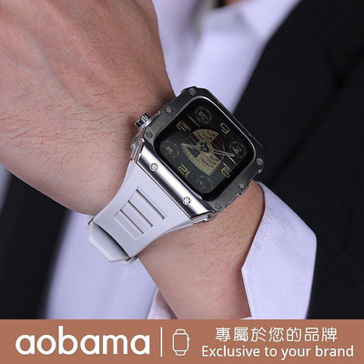 全館免運 高品質改裝男款RM改裝錶帶 Apple Watch錶帶 不鏽鋼錶框 S8 7/5/6代 SE 44mm 45mm 可開發票
