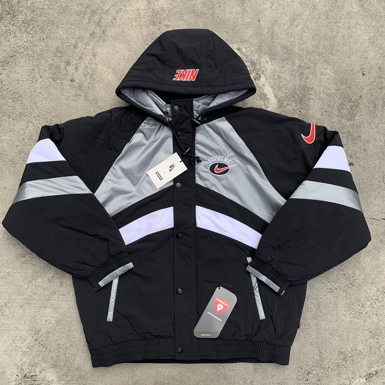 LimeLight Supreme x Nike Hooded Sport Jacket 黑銀舖棉外套M