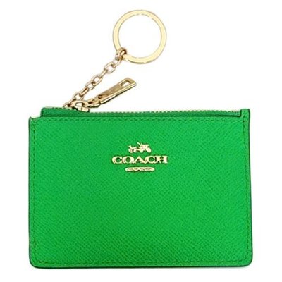 COACH 鑰匙包 零錢包 卡夾防刮皮革 綠色 全省專櫃可送修保養 全新100%正品 原價$2500特價$1999