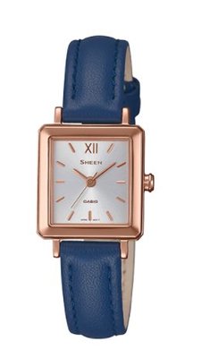 【天龜】 CASIO SHEEN系列 方形三針顯示奢華皮帶腕錶 SHE-4538GL-7A