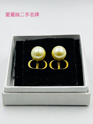 Dior 復古金色飾面金屬和白色樹脂珍珠 Tribales 耳環