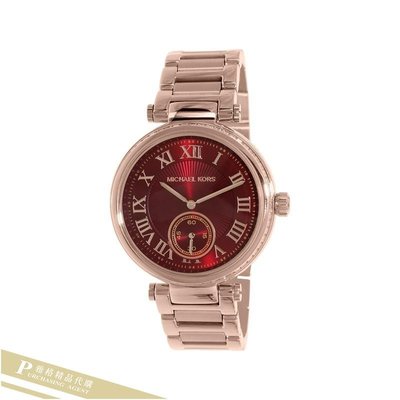 雅格時尚精品代購 Michael Kors腕錶 MK6086酒紅玫瑰金羅馬單眼腕錶 手錶 美國代購