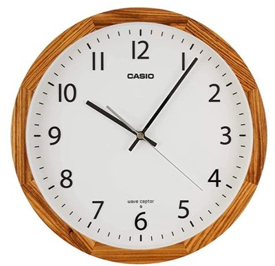 日本進口 好品質 正品   SIO卡西歐 木製框掛鐘 牆壁上茶木色質感時鐘電波牆鐘鐘錶送禮禮品