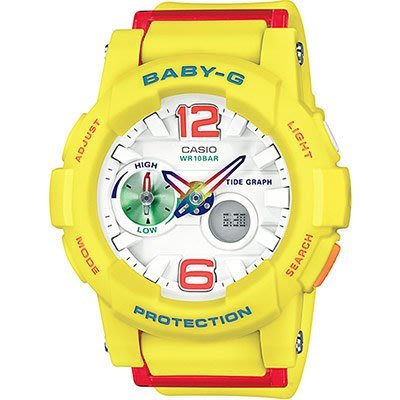 BABY-G CASIO 卡西歐極限運動衝浪潮汐概念螢光黃電子女腕錶 型號：BGA-180-9B【神梭鐘錶】