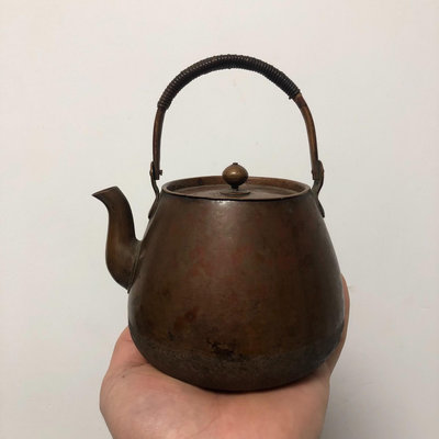 日本老銅壺 小銅壺 小容量 大約500毫升 品相完整 整體老