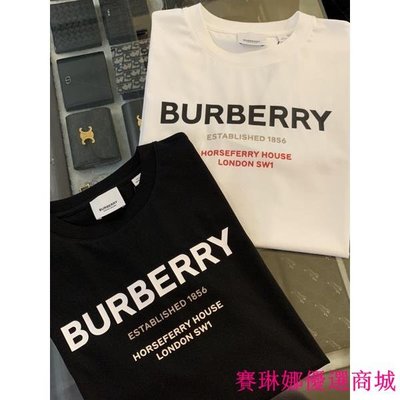 {賽琳娜優選商城}Burberry 經典 字母logo設計 青年款 短袖T恤上衣 黑白二色