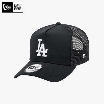 小Z代購#韓國NewEra紐亦華帽子夏天硬頂高頂MLB道奇隊字母網帽棒球帽黑色