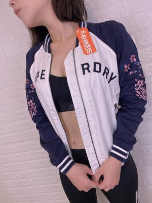 Superdry極度乾燥 女 限量 日本花卉系列 白色 運動夾克 薄外套 運動 棒球外套SDM25002